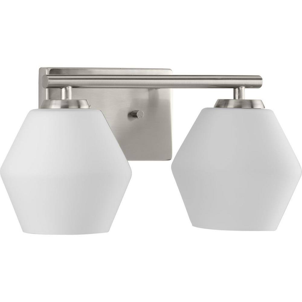 Copeland 2-Light Brushed Nickel Vanity Light with Opal Glass Shades