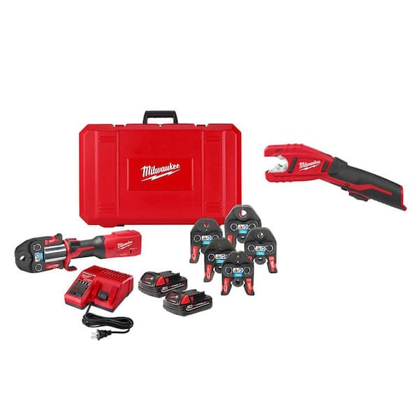Milwaukee M18 18-Volt Lithium-Ion Brushless Cordless FORCE LOGIC Press Tool ACR Jaw Kit with M12 Copper Tubing Cutter (2-Tool)