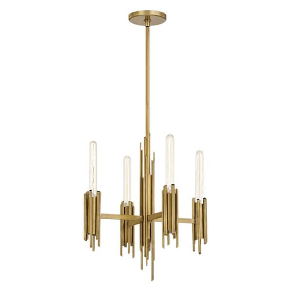 ALORA Torres 19 in. 4 Light 60-Watt Vintage Brass Chandelier