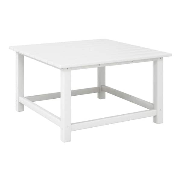 WESTIN OUTDOOR Laguna Outdoor Patio All Weather 31 in. Square HDPE Plastic Conversation Coffee Table in White