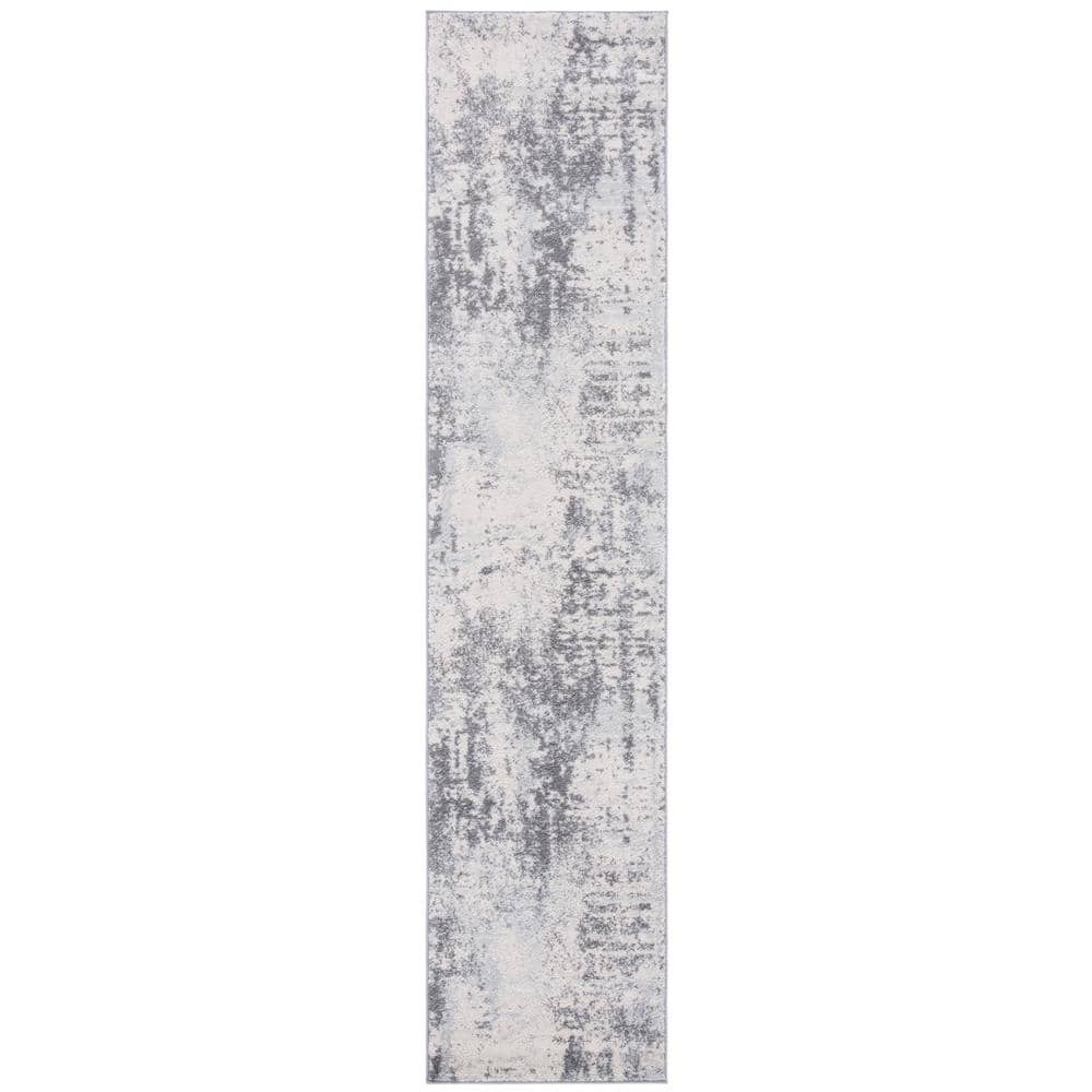 SAFAVIEH Tulum Ivory/Charcoal 2 ft. x 9 ft. Geometric Runner