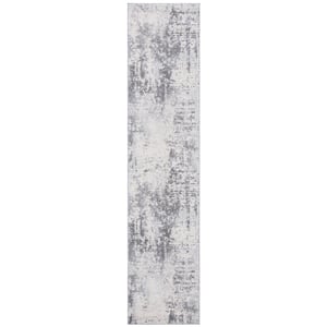 Tulum Ivory/Charcoal 2 ft. x 9 ft. Geometric Runner Rug