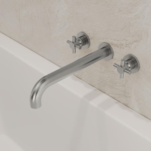 EVERSTEIN Vintage 2-Handle Wall Mount Roman Tub Faucet in Brush Nickel (Valve Included)
