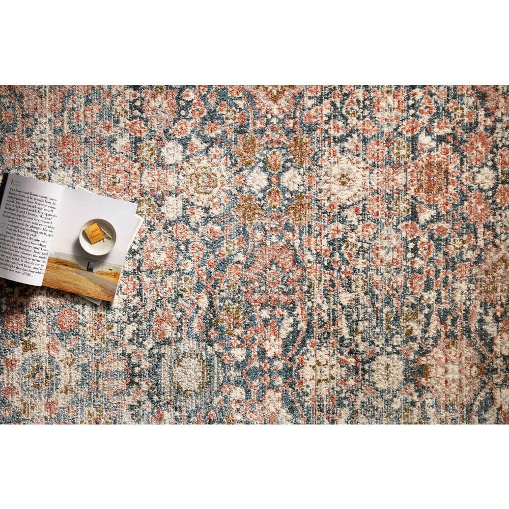 Saban Navy and Rust Stain-Resistant Wool Area Rug