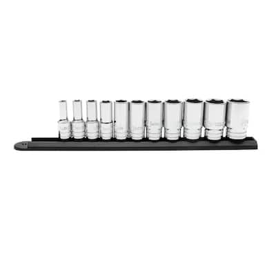 3/8 in. Drive 6 Point Mid Length SAE Socket Set (11-Piece)