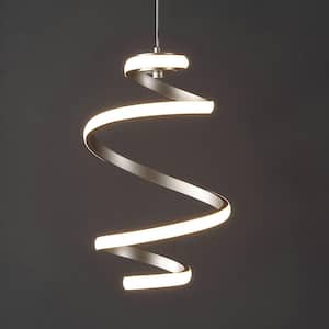 Whirl 11 in. 1-Light Silver Modern Minimalist Aluminum/Iron Abstract Integrated LED Pendant Light