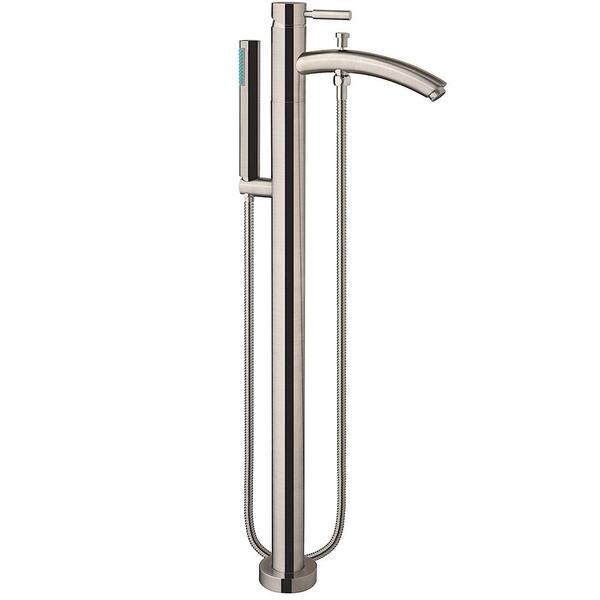 Soho 59.75 in. Acrylic Flatbottom Center Drain Soaking Tub in White with Floor Mounted Faucet in Brushed Nickel Soho 59.75 in. Acrylic Flatbottom Center Drain Soaking Tub in White with Floor Mounted Faucet in Brushed Nickel