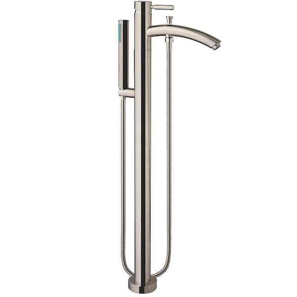 Rebecca 69.6 in. Acrylic Flatbottom Non-Whirlpool Bathtub in White with Brushed Nickel Trim Rebecca 69.6 in. Acrylic Flatbottom Non-Whirlpool Bathtub in White with Brushed Nickel Trim