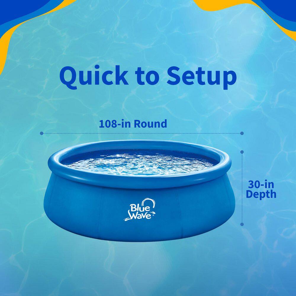 Blue Wave 9ft Round Inflatable Family Pool with Cover