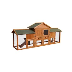 79.5 in. Extra Large Bunny Cage Pet Cottage Poultry Pen Enclosure with Removable Tray 2-Tier Waterproof Roof