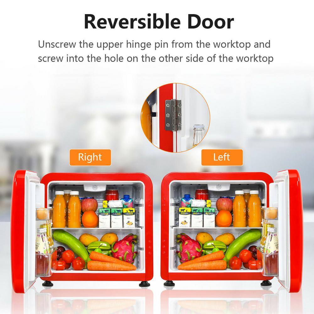 1.6 Cubic Feet Red Compact Mini Refrigerator with Reversible Door