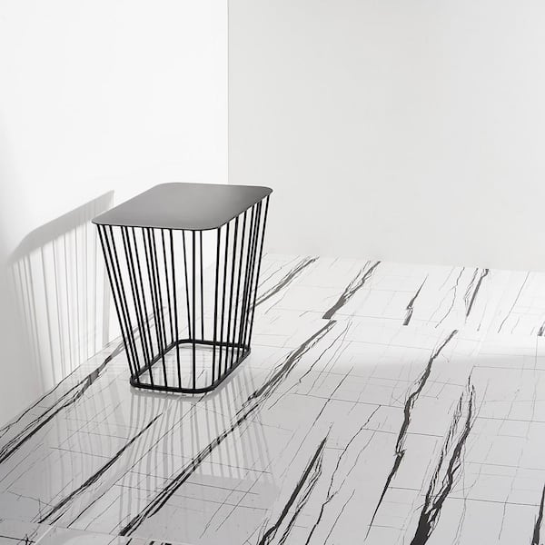 Selene White Noir 24 in. x 48 in. Polished Porcelain Floor and Wall Tile (15.49 sq. ft./Case)