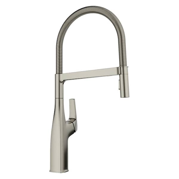 Blanco Rivana Single Handle Semi-Pro Standard Kitchen Faucet in Satin Platinum