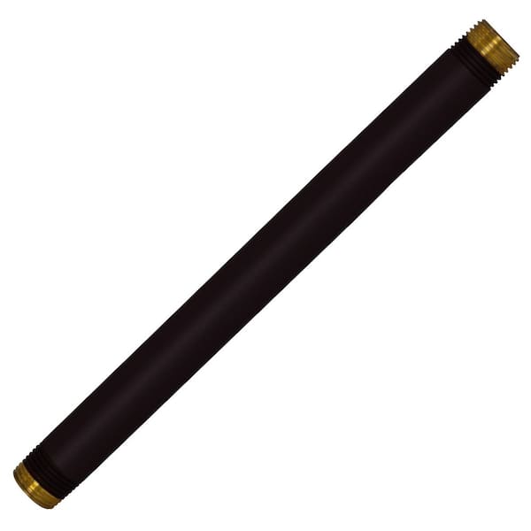 Westbrass 1/2 in. x 1 ft. Brass IPS Pipe Nipple, Matte Black