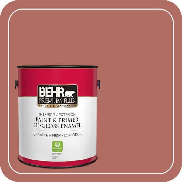 BEHR PREMIUM PLUS 1 gal. #MQ1-22 Scene Stealer Hi-Gloss Enamel Interior/Exterior Paint & Primer