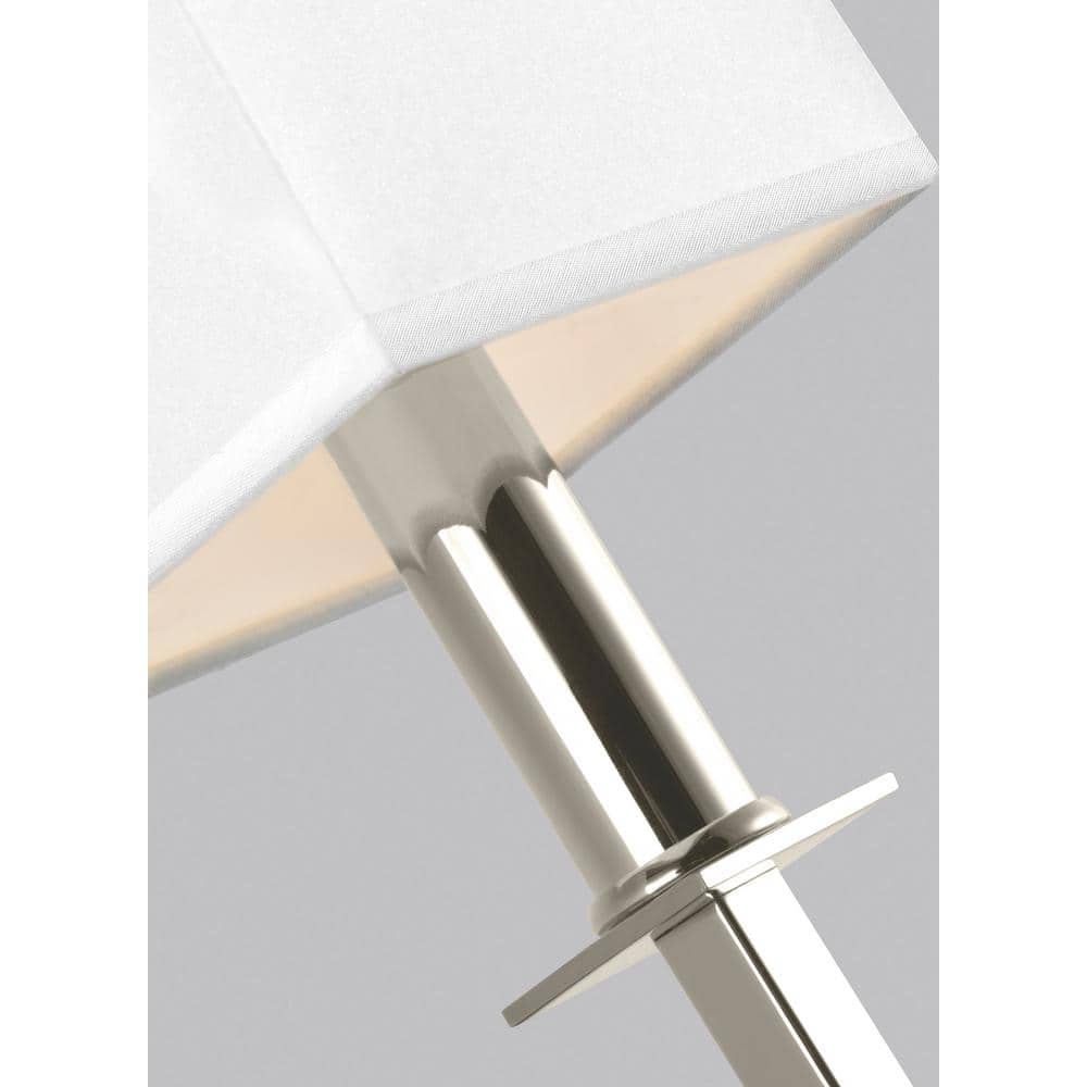 Polished Nickel 1-Light Wall Sconce with White Parchment Shade