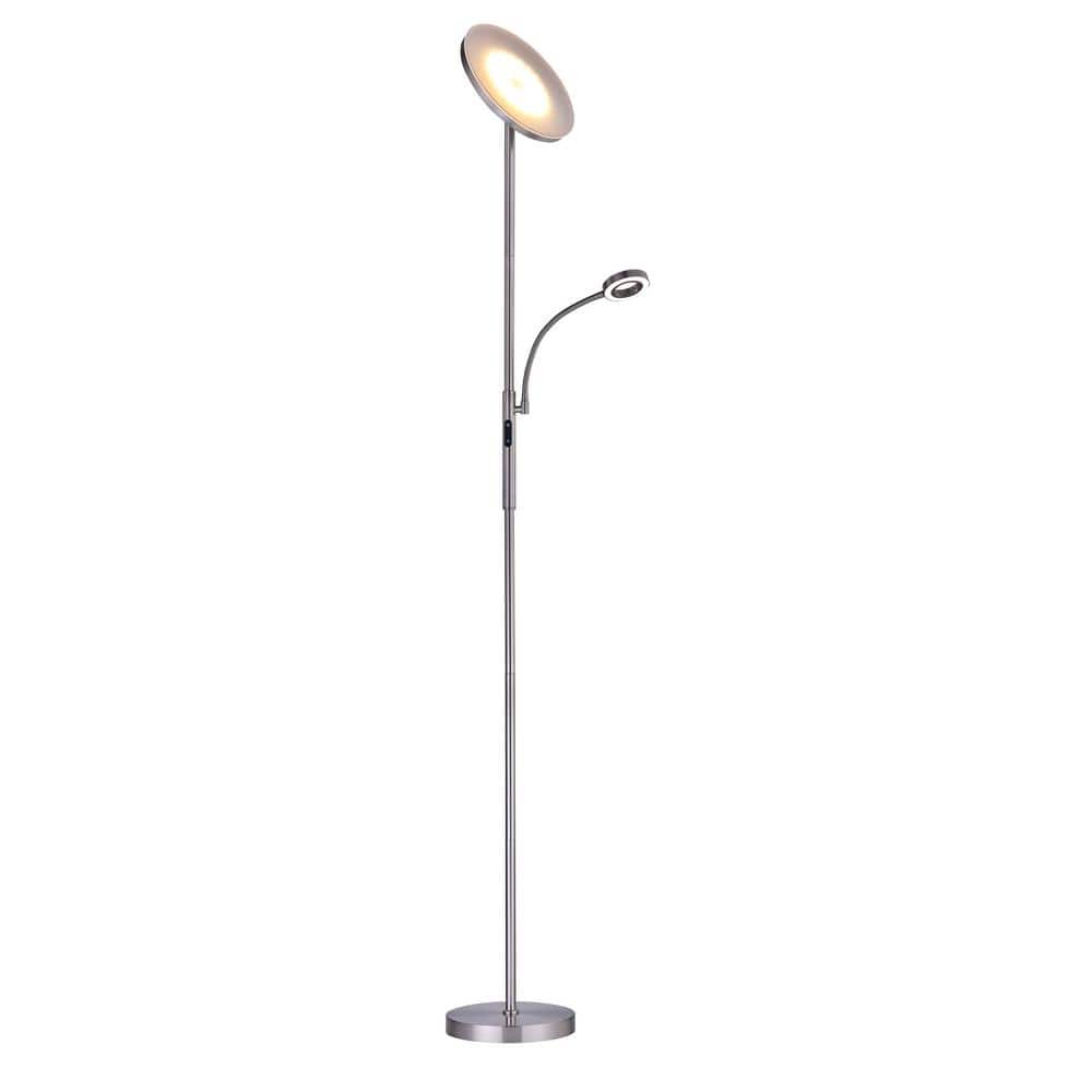 ARTIVA 70 in. Satin Nickel Modern Slim LED Torchiere Floor Lamp with  Reading Light and Remote LED803168SNR The Home Depot