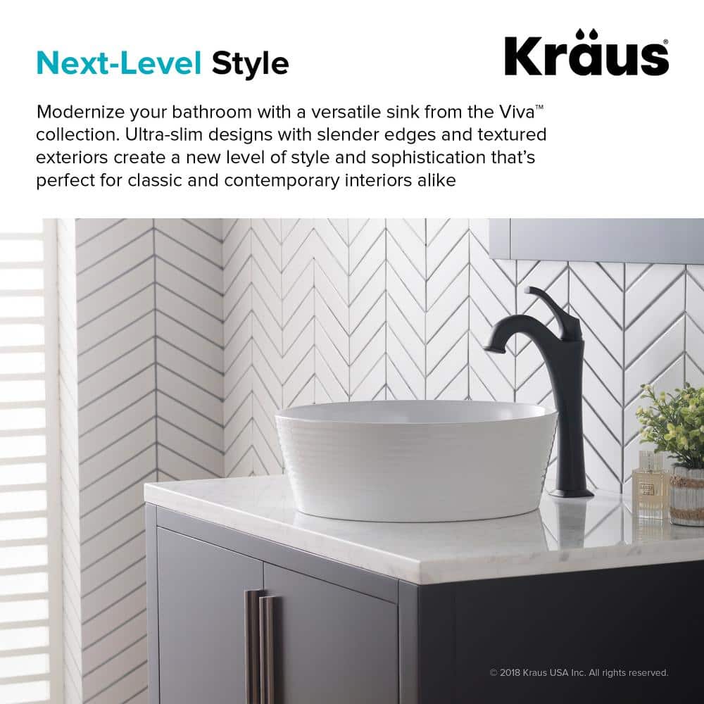 Viva Round White Ceramic Vessel Sink with Pop-Up Drain