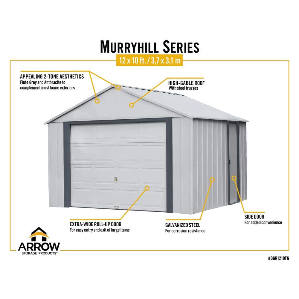 Murryhill 12' x 24' Gray Galvanized Steel Garage Kit