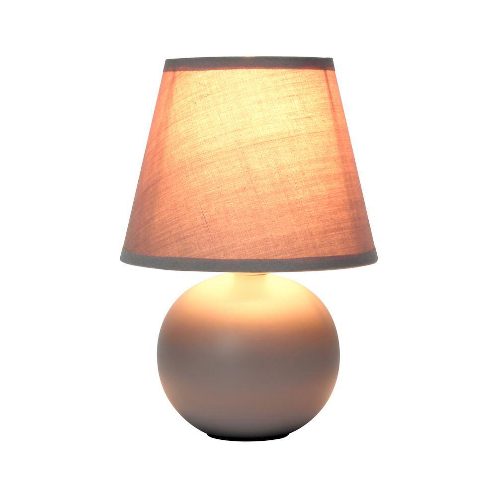 Gray Petite Ceramic Orb Base Table Lamp with Fabric Shade