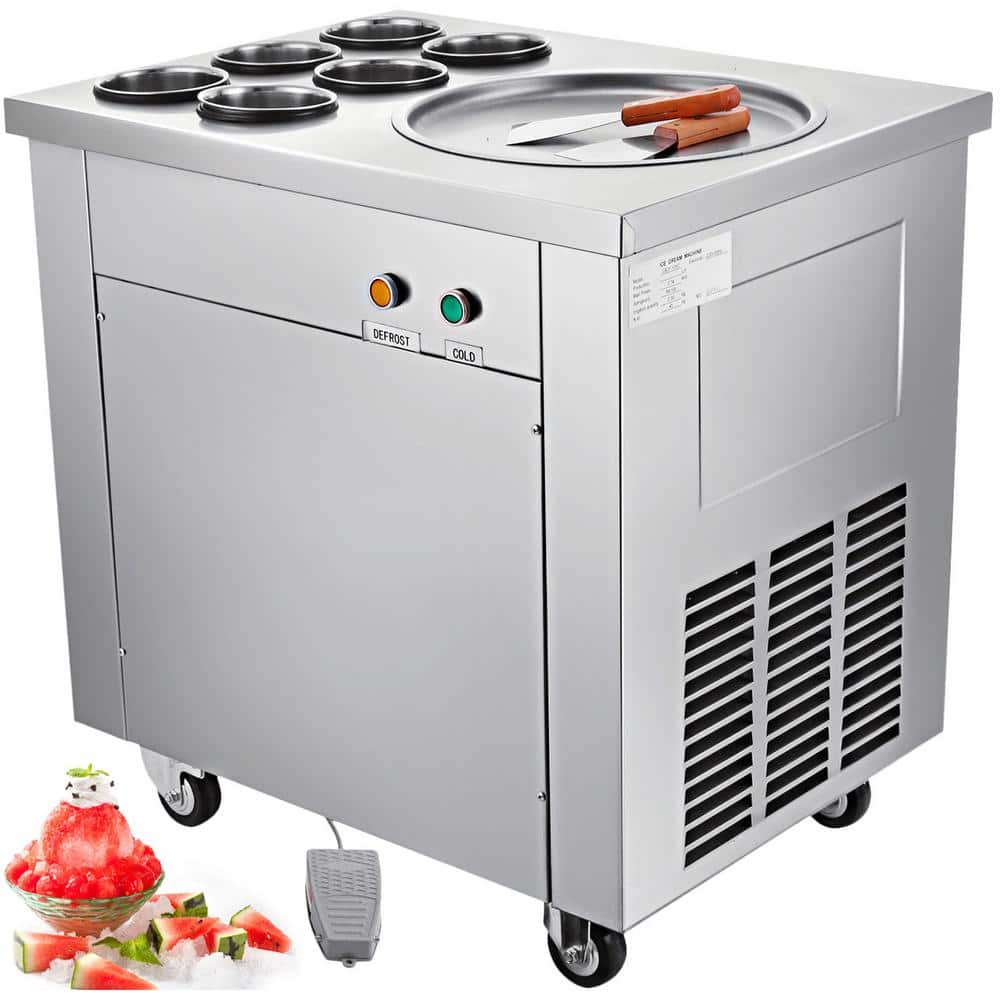 Commercial Rolled Ice Cream Machine, Stir-Fried Ice Roll Machine Single  Pan, Stainless Steel Ice Cream Roll Maker Refrigerated Cabinet 6 Boxes, Roll  Ice Cream Machine for Bar Caf‚ Dessert Shop