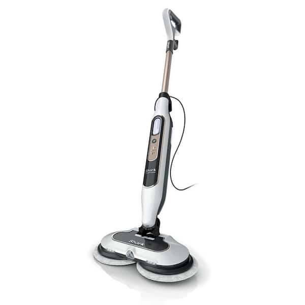 Steam and Scrub Corded Steam Mop and Cleaner for Hard Floors White with Steam Blaster Technology that scrubs sanitizes