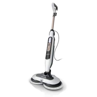 Steam and Scrub Corded Steam Mop and Cleaner for Hard Floors White with Steam Blaster Technology that scrubs sanitizes