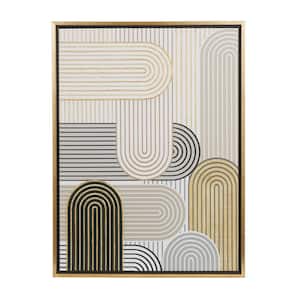 1- Panel Abstract Art Deco Linear Arched Framed Wall Art with Gold Foil Accents 32 in. x 24 in.