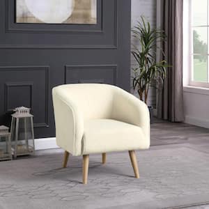 Cream Sherpa Material with Wood Legs Side Chair