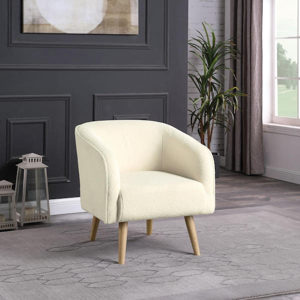 Homepop Cream Sherpa Material with Wood Legs Side Chair
