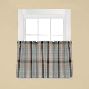 Cooper Blue Polyester Rod Pocket Tier Curtain - 58 in. W x 36 in. L