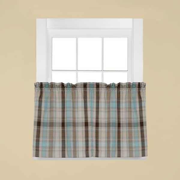 Saturday Knight Cooper Blue Polyester Rod Pocket Tier Curtain - 58 in. W x 36 in. L