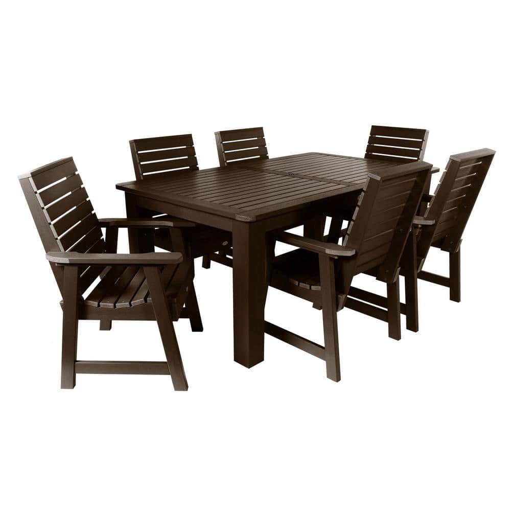 Highwood Weatherly Weathered Acorn 7-Piece Recycled Plastic Rectangular Outdoor Dining Set -  ST7WL1CO4AA-ACE