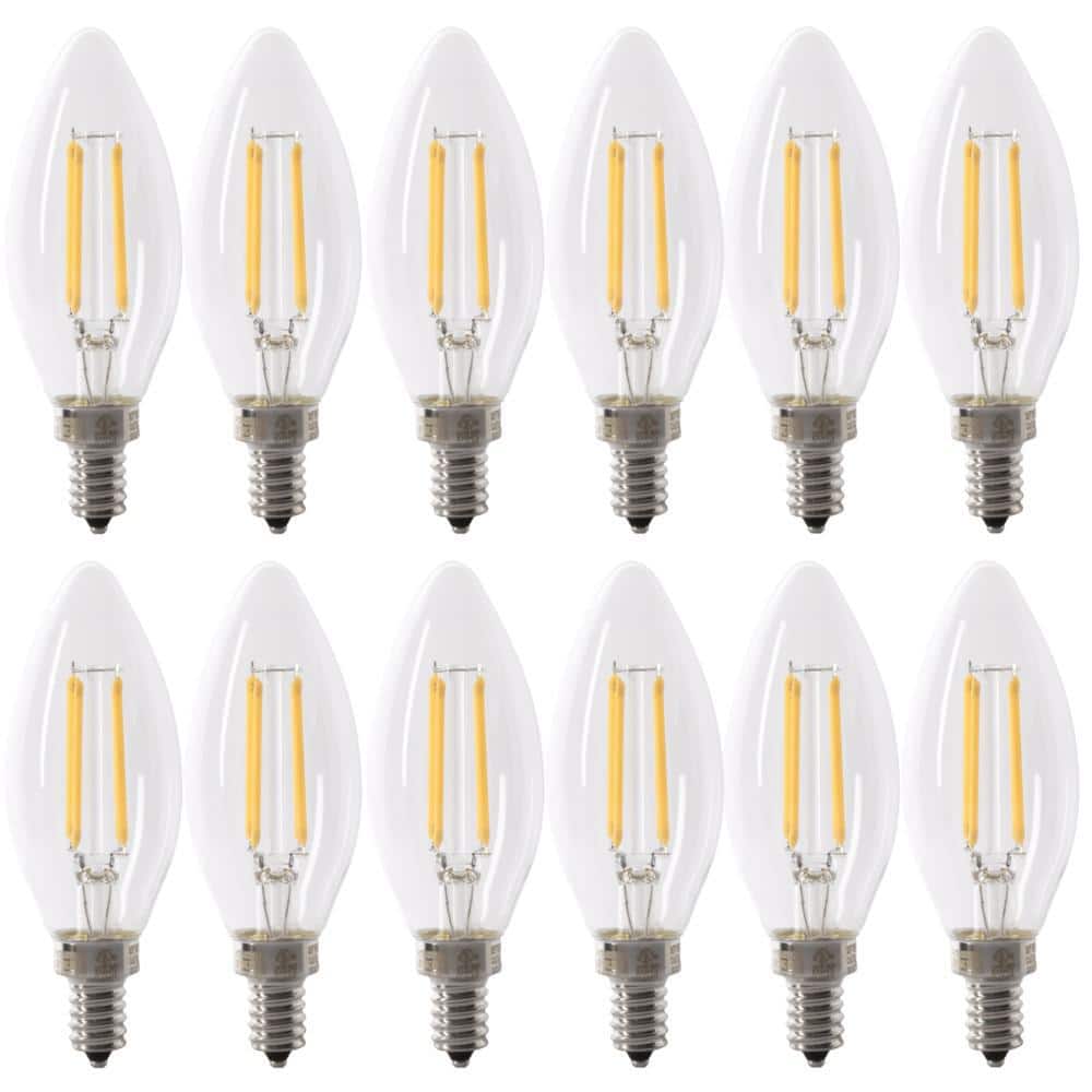 40-Watt Equivalent B10 E12 Candelabra Dimmable CEC Clear Glass Chandelier LED Light Bulb, Daylight 5000K (12-Pack) price history on PriceWatchPro
