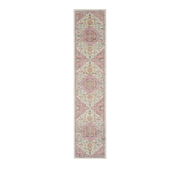 2 X 10 Pink Oriental Washable Area Rug Runner Rug