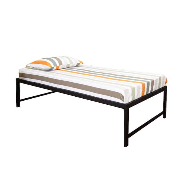 Black Metal Twin Size Hi Riser Bed, Bed Frame Rail Clamp Home Depot