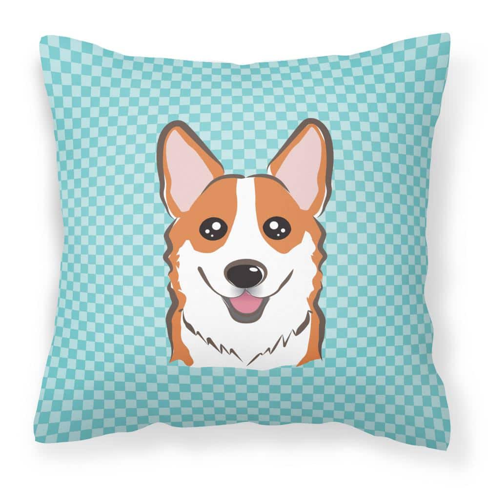 14 in. x 14 in. Multi-Color Outdoor Lumbar Throw Pillow Checkerboard Blue Corgi Canvas price history on PriceWatchPro