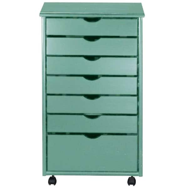 Home Decorators Collection Stanton Blue 20 in. W 6 + 1 Drawer Wide Storage Cart