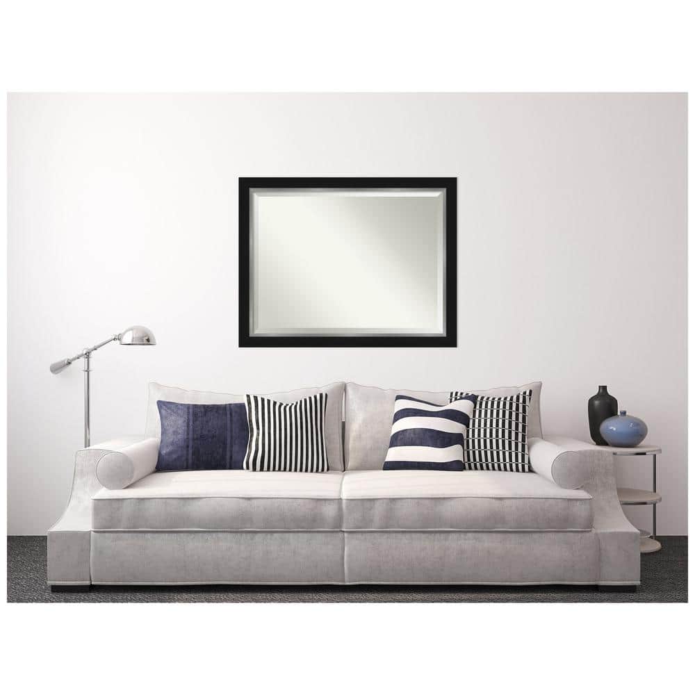 Eva 45" x 35" Black and Silver Beveled Wall Mirror