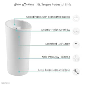 St. Tropez 1-piece Circular Pedestal Sink in Glossy White