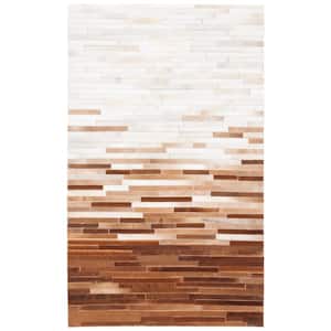 Studio Leather Ivory Brown Doormat 3 ft. x 5 ft. Distress Area Rug