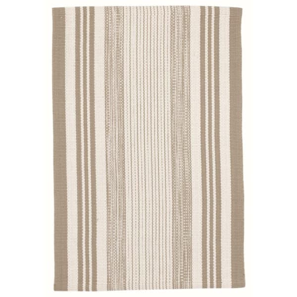 Quincy Stripe Handwoven Khaki 5 ft. x 8 ft. Outdoor Area Rug