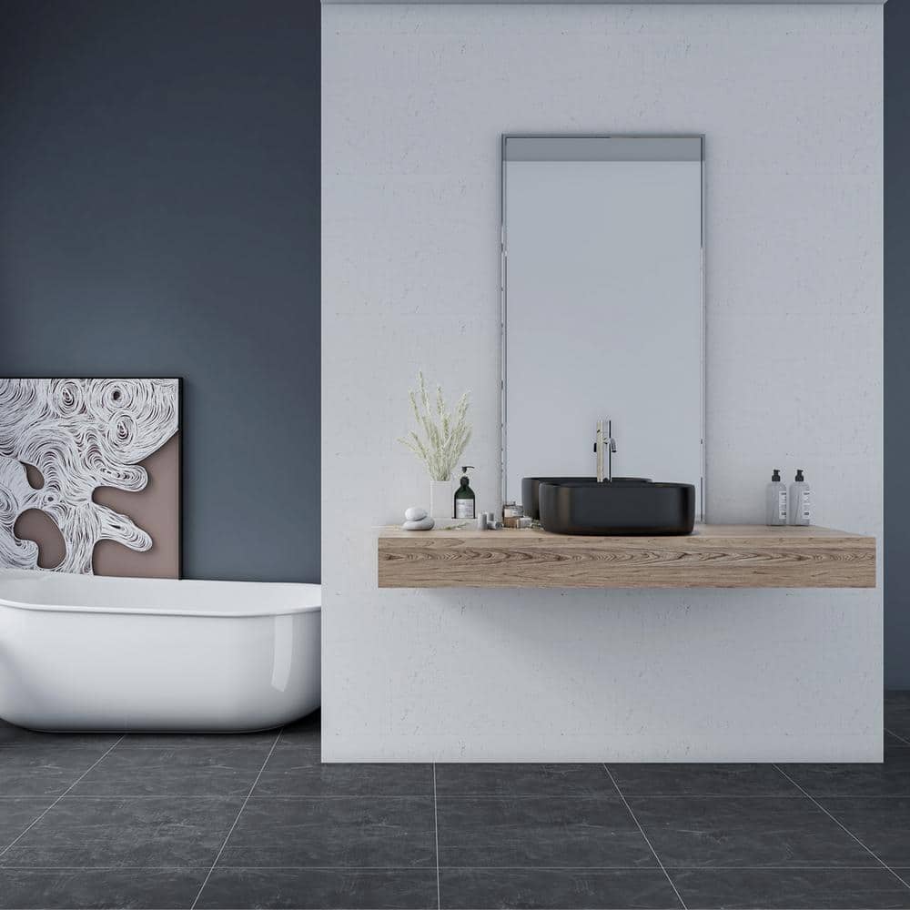 Altair 16.7'' Black Ceramic Square Undermount Bathroom Sink