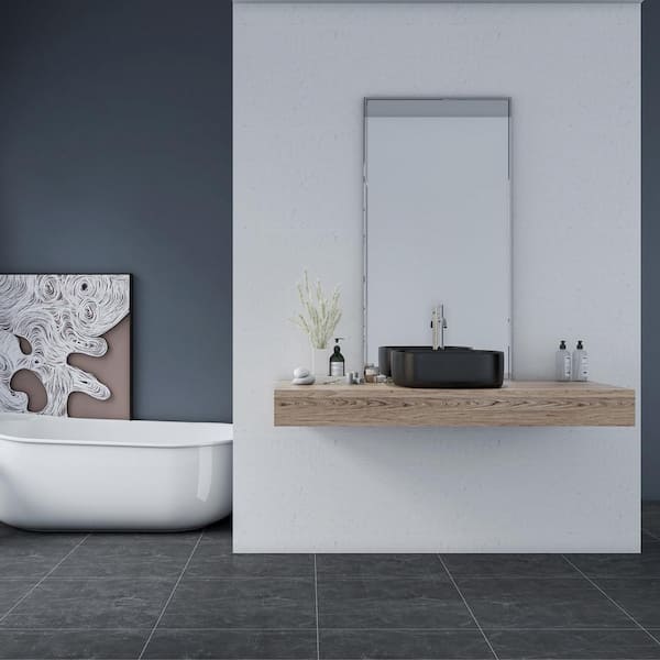 Altair 16 in. Square Black Ceramic Bathroom Vanity Sink 9005