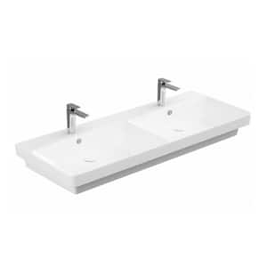 Luxury 120 WG Wall Mount or Drop-In Rectangular Bathroom Sink in Glossy White with Single Faucet Hole