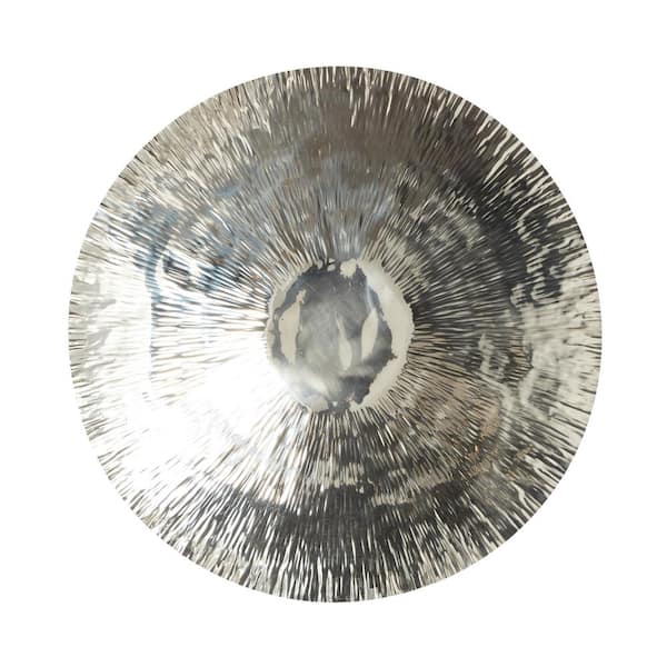 36 in. x  4 in. Stainless Steel Metal Silver Plate Wall Decor with Hammered Design