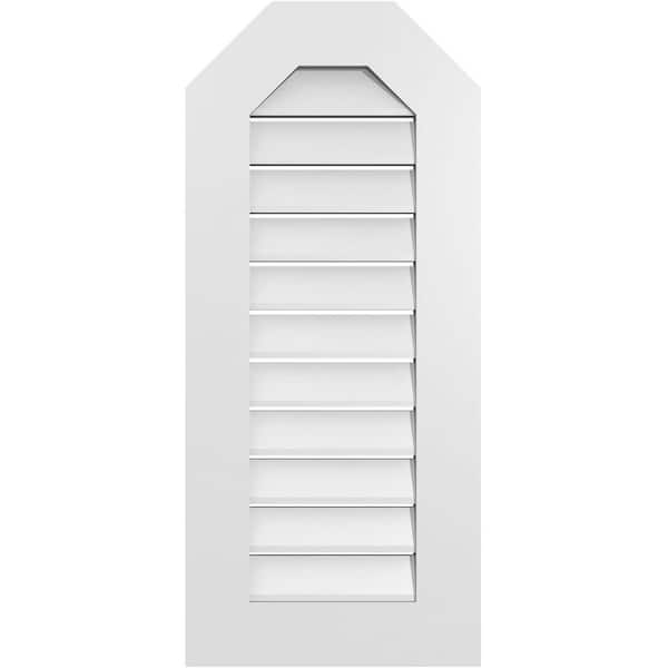 Ekena Millwork 16 in. x 36 in. Octagonal Top Surface Mount PVC Gable Vent: Functional with Standard Frame