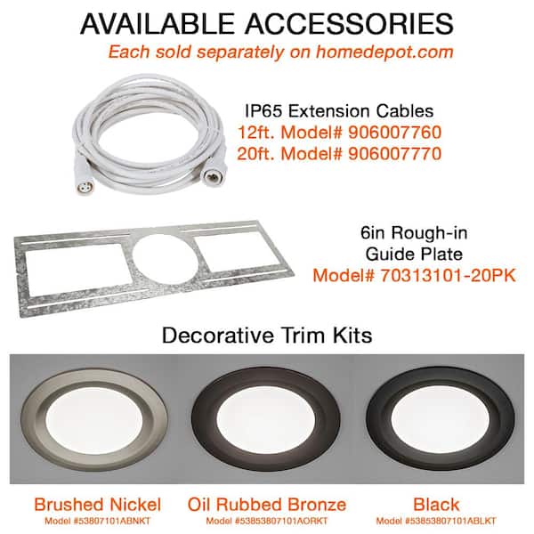 Commercial Electric Ultra Slim 6 in. Adjustable CCT Canless New  Construction & Remodel IC Rated Indoor/Outdoor LED Recessed Light Kit 91477  - The Home Depot