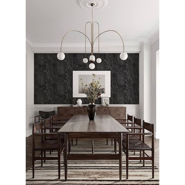 Ashley Stark Black Sloane Wood Peel and Stick Wallpaper Sample