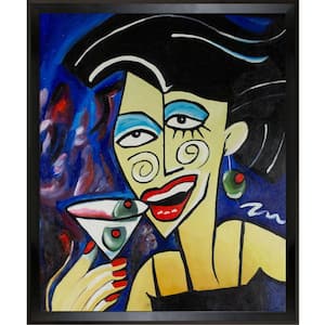 "Picasso by Nora, One More Drink with Studio Black Wood Angle Frame" by Nora Shepley Canvas Print